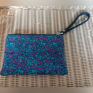 Deux Lux Print Cotton Vegan Leather Wristlet Clutch Woven Bag